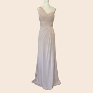 Watters & Watters Bare Pink / Nude Ruched Maxi Gown Size 2